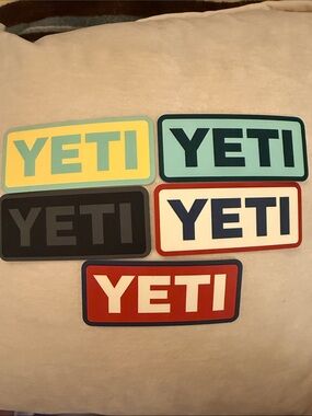 Yeti Rectangular Logo Sticker Pack - Yellow, Teal, Black, White, Red